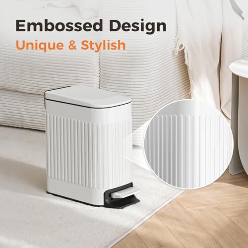 image for TrashAid Small Bathroom Trash Can with Lid, 1.6 Gallon Stainless Steel