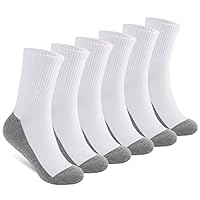 Auranso 6 Pairs Boys Socks Cotton Kids Sports Socks Breathable Athletic Ankle School Crew Socks for Boys Girls Children 5-13 Years White Black