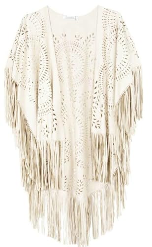 Women's Shawl Wraps Open Front Poncho Cape Oversize Boho Open Front Poncho Sweaters Casual Cardigan Shawls with Tassel