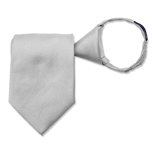 Image of boxed-gifts Umo Lorenzo Mens Zipper Ties Solid Color Pre Tied Polyester Neckties for Men and Women