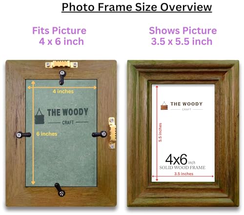 Image of Photo Frame 4x6 | Photo Frames for Wall Decor | Small Photo Frame mini | Brown Wood Frame for Wall | Unique Gift for Friends & Family (4x6 inch, Brown)