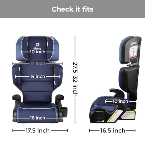 Image of Diono Connect3 R 2-in-1 High Back Booster, Slim Fit 3-Across in Many Mid-Sized Sedans and SUVs, for Children from 40-120 lbs., Lightweight with Cupholder, Blue Surge
