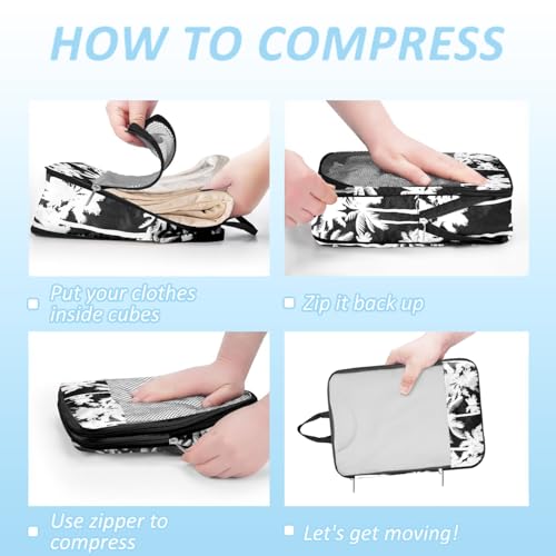 Tropical Palm Tree Travel Packing Cubes Set (7 Piece) - Essential Bag for Clothes Shoes Cosmetics Toiletry - Perfect Business Trip Accessories - Image 4