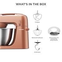 Kenwood Go Küchenmaschine KZM35.000RD, platzsparend, inkl. 4-Liter-Schüssel, K-Haken, Ballonschneebesen, Knethaken, Spritzschutz & Messlöffel, Metallgehäuse mit Tragegriff, 800W, Rot – Ansicht 7