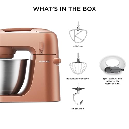 Kenwood Go KZM35.000RD Planetaria con Design Salvaspazio, Impastatrice Compatta con Ciotola da 4L, 3 Strumenti di miscelazione, 6 Velocità, Alta solo 30cm, dotata di Maniglia, Potenza 800W, Argilla - 8