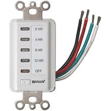 Southwire Woods In-Wall 12-Hour Digital Countdown Timer - Automatic Shut-Off Timer - LED Compatible Timekeeper - Energy-Efficient Wall-Mounted Timer - White