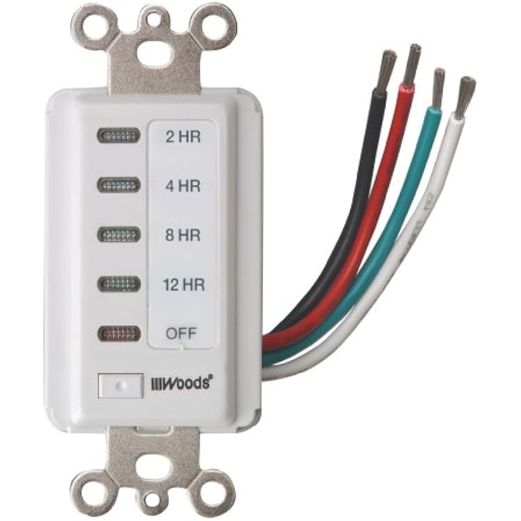 Southwire Woods In-Wall 12-Hour Digital Countdown Timer - Automatic Shut-Off Timer - LED Compatible Timekeeper - Energy-Efficient Wall-Mounted Timer - White