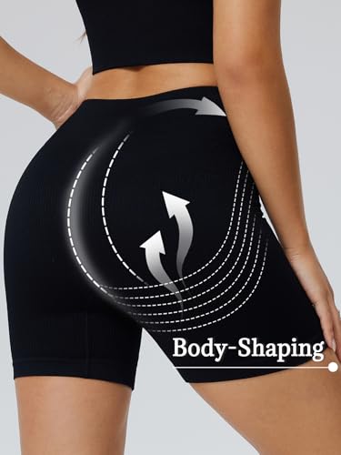 Women's Workout Gym Shorts – 5” High Waist Seamless Tummy Control, Biker Shorts Booty Athletic Shorts for Yoga Volleyball2