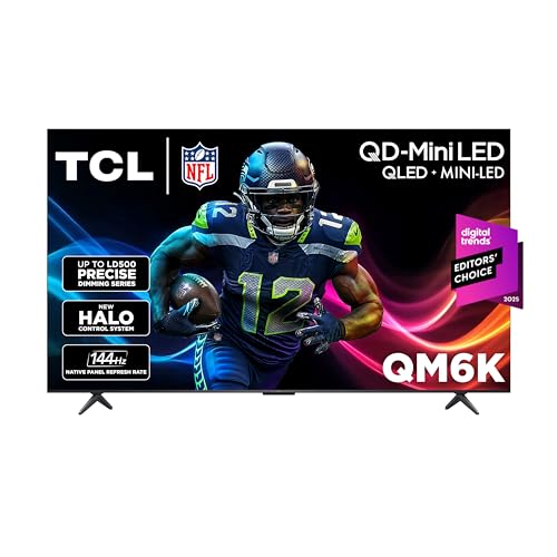 TCL 85-Inch Class QM6K Series QD-Mini LED 4K UHD Google Smart TV Best Value Mini-LED TV - QLED, 144hz, 288hz Gaming Rate, High Contrast Screen, Onkyo Audio, Dolby Atmos (85QM6K, 2025 Model)
