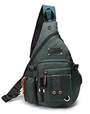 DDDH Large Sling Bags Crossbody Backpack 14.1-Inch Chest Daypack Travel Bag Book Bag for Men&Women((Green)