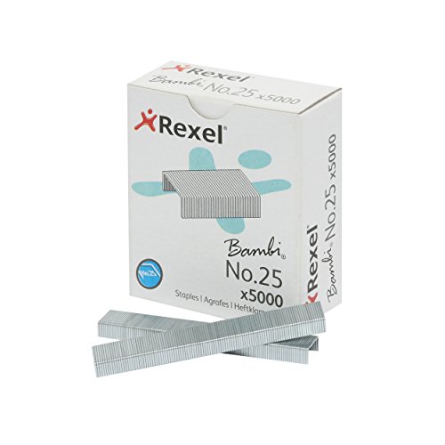 Rexel No.25 Small Staples, For Stapling up to 10 Sheets, Use with Mini Staplers, Box of 5000, 5025