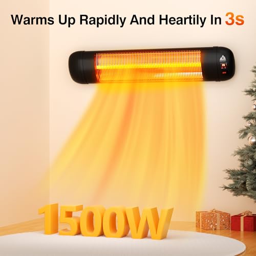 Cofiyard Outdoor Indoor Electric Patio Heater, Infrared Heater 1500W Garage With Remote Control thumb #1
