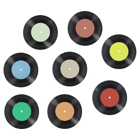 WrtmyR 8 Pack Blank Vinyl Records Decor,Fake CD Album Cover,7 Inch Vintage Vinyl Wall Collage Kit AestheticDecorative Records Bedroom Decor for Rock and Roll Music Party Decorations Cover