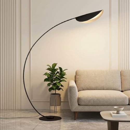 Image of Arc Floor Lamp for Living Room | 3-Color CCT (Warm + Natural + Cold White) | Metal & Acrylic | 185cm Standing Lamp for Bedroom & Office
