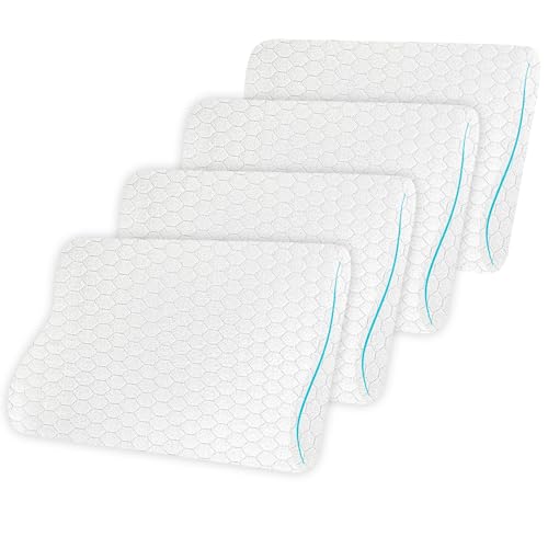 Image of AYKA Cooling Foam Cervical Memory Foam Pillow for Neck & Shoulder Pain Relief | Orthopedic Contour Pillow for Sleeping & Spinal Alignment | Ergonomic Support | 2-Year Warranty (Set of 4)