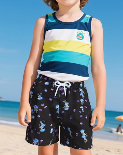 UPTRIS Boys Swim Trunks Boys Board Short with Liner Toddler Swim Shorts Beachwear Swimsuits for Kids Quick Dry Short 16M-10T4