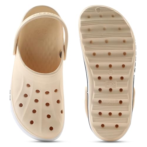 Image of Liberty A-HA LITEWALK Casual Slingback Clogs for Men with EVA Sole | Breathable and Lightweight | Soft Comfortable Footbed | Stylish Home Footwear | Slip On Comfort (Khakhi 8) Khaki