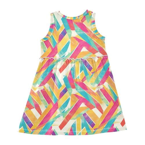 KLL Multicolored Summer Pattern Girls Playwear Dresses Swing Jumper Skirt Comfy Outfits Soft2