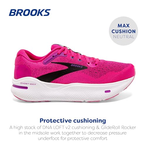 Brooks Brooks Women’s Ghost Max Cushion Neutral Running & Walking Shoe - Pink Glo/Purple/Black - 9.5 Medium