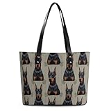 Tote Bag Soft Leather Purse Fashion Handbags With Zipper Large Capacity Satchel Casual Shoulder Shopping Bag German Doberman Pinscher
