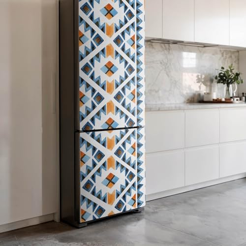 Sticker couvrant entièrement pour frigo déco géométrique cuisine 60x205