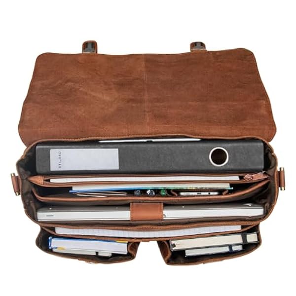 STILORD 'Zeus' Grote leren aktetas vintage leraarstas businesstas 15,6 inch laptoptas XL schoudertas heren echt leer bevestigbaar, Kleur:andorra - bruin