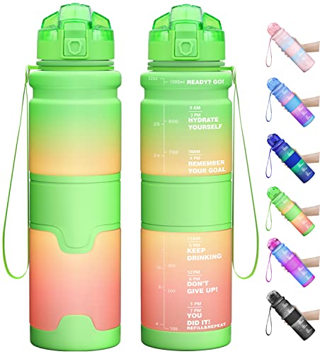 Lunidry Trinkflasche - Tritan BPA Frei Wasserflasche Kinder, 1L/500ml Kohlensäure Geeignet Auslaufsicher Sport Trinkflasche mit… – Ansicht 1