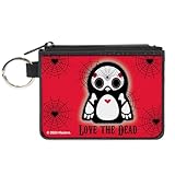 Skelanimals Wallet, Coin Purse, Skelanimals the Penguin Love the Dead Red Black White, Canvas