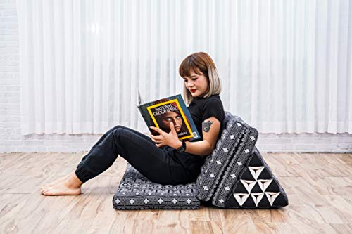 Image of Leewadee 3-Fold Mat XXL with Triangle Cushion - Firm TV Pillow, Foldable Mattress with Cushion Made of Eco-Friendly Kapok, 67 x 31 inches, Black