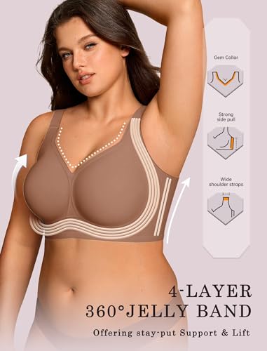Image of OEAK Womens Wireless Jelly Bras Plus Size Support Push Up Comfortable Bra | no underwire,full coverage,for large breast,minimizer bra,seamless,tshirt bras,everyday bra