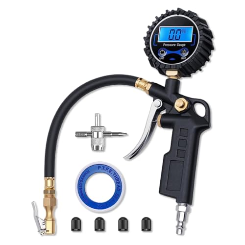 Image of Digital Tire Pressure Gauge with Inflator - 250 PSI Heavy Duty Tire Inflator with Gauge & Quick Connect Coupler - Car Tire Air Chuck and Compressor Accessories - 0.1 Display Resolution (1 Pack)