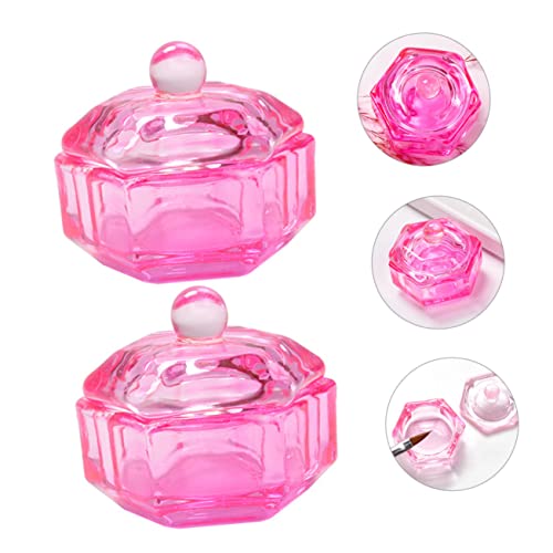 LIFKOME 2 piezas tazas de vidrio para uñas miniatura 2