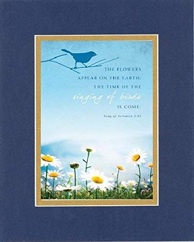 GoodOldSaying - Poem for Inspirations - The Flowers Appear on The Earth (Song of Solomon 2:12). on 8x10 Biblical Verse Set in Double Mat(Blue On Gold) - A Priceless Poetry Keepsake Collection-image-34