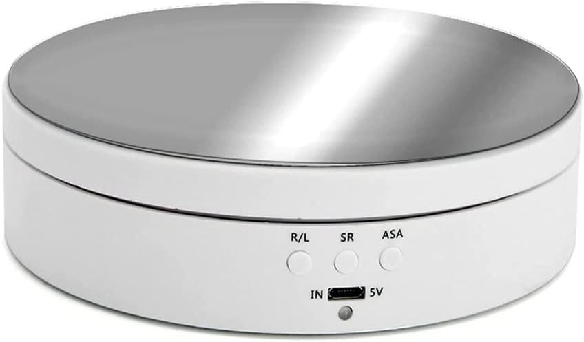 Powerpak NA-140 13.8cm 3 Speed Electric Motorized Turntable Mini Rotating Mirror Display Stand for Jewelry | White