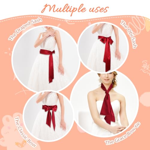 Wedding Satin Sash Belt Women Dress Sash Bridal Belt Waist Belts for Party Special Occasion 3.74'' Wide3