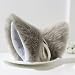 Orecchiette Party's Fur Ears Anime Neko Costume Hair Clip Cosplay Accessories (Light Gray&White)