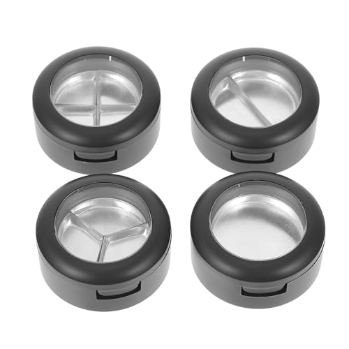VILLCASE Cajas Vacías para Pintalabios y Sombras de Ojos Caja Compacta Recargable de 3 Compartimentos Transparente Ventana Redonda Tamaño 26 MM Pack de 4 Unidades para Maquillaje y
