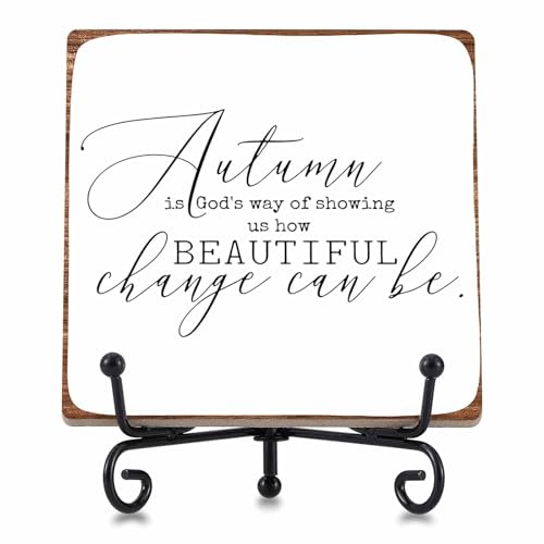 Fall Decor Wood Plaque Sign With Metal Stand, Thanksgiving Decorations