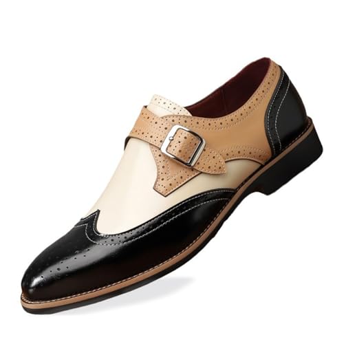 Men's Wingtip Monk Strap Dress Shoes Colorblock Carving Floral Comfort Derby Shoes Tuxedo Brogues Casual Oxfords