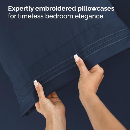 Bulk Case Pack of 12 King Size 4 Piece Sheet Sets, Deep Pocket - Navy Blue by CGK Unlimited - Used condition - Image 9