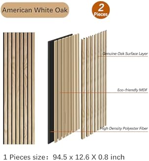 3D Wall Panels for Interior Wall Decor, 2-Pack Wood Panels for Wall, Oak Genuine Wood Veneer Acoustic Wall Panels - 12.6" W x 94.5" L