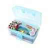 BangQiao Multipurpose Plastic Art and Craft Supply Storage Container Bin Case with Removable Tray and Handle, First Aid Box Organizer, Clear&Blue