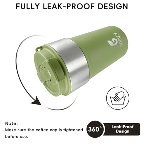 Image of Insulated Travel Coffee Mug, 17oz Stainless Steel Leakproof Flip Straw Cup