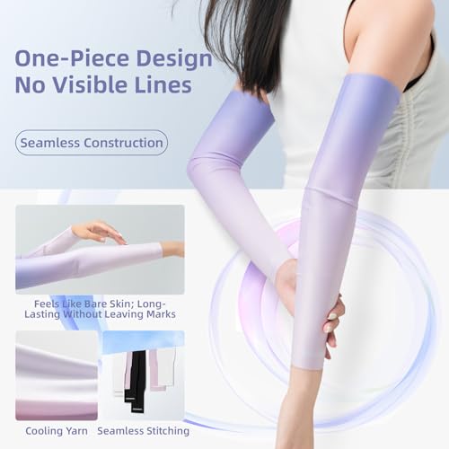 Manchons de bras ROCKBROS de compression UV violet dégradé taille M - 2
