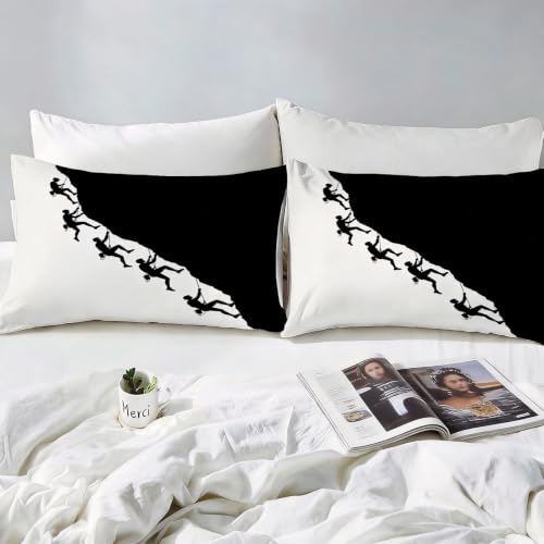 Housse de couette microfibre 220x240 motif silhouette escalade toucher ultra doux