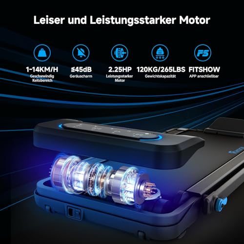 Laufband für Zuhause, Laufband Klappbar bis 14 km/h,Walking Pad mit 12 Voreingestellte Programme, Elektrisches Laufband mit LED-Anzeige, Fernbedienung und App, Keine Montage Erforderlich – Bild 6
