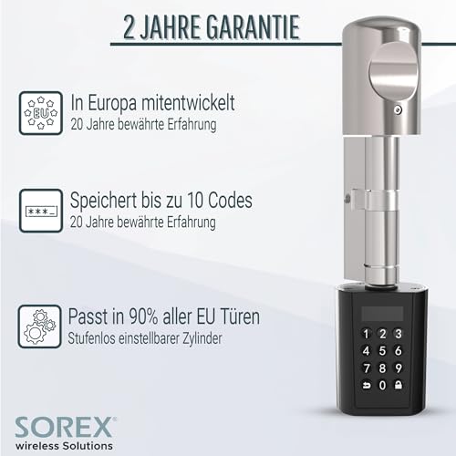 SOREX e-cylinder code – Türschloss Digital mit deutschem Support! Türschloss mit Zahlencode...