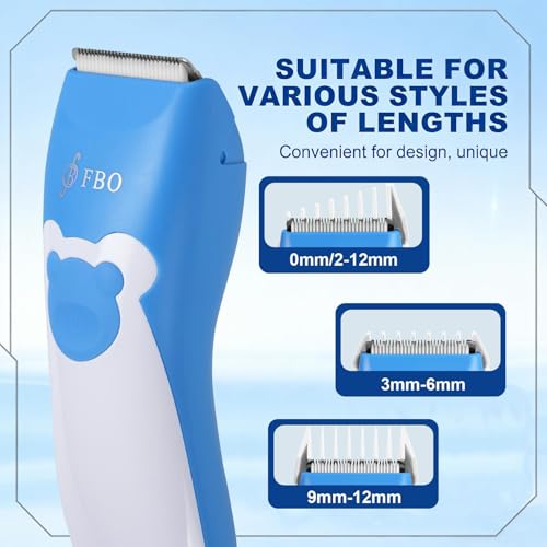 FBO Baby Hair Clipper, Professional Quiet Waterproof Painless Body Hair Trimmer, Multi-Purpose Grooming Kit for Infants, Toddlers & Adults, Home and Salon Use, Blue Bear by FBO - Image 4