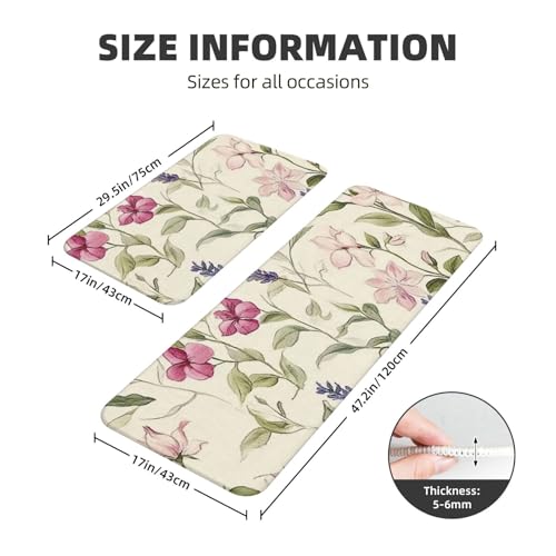 Cómodos tapetes de pie antideslizantes con diseño de orquídeas para cocina 4