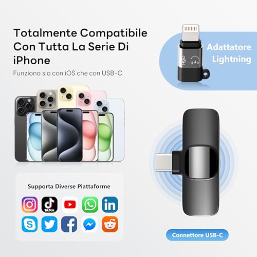 Qhot Microfono Lavalier Wireless Bluetooth Professionale Per Iphone Smartphone Video Interviste Youtube Vlogging Con Cancellazione Rumore Compatibile Con Pc Ipad Android - 8